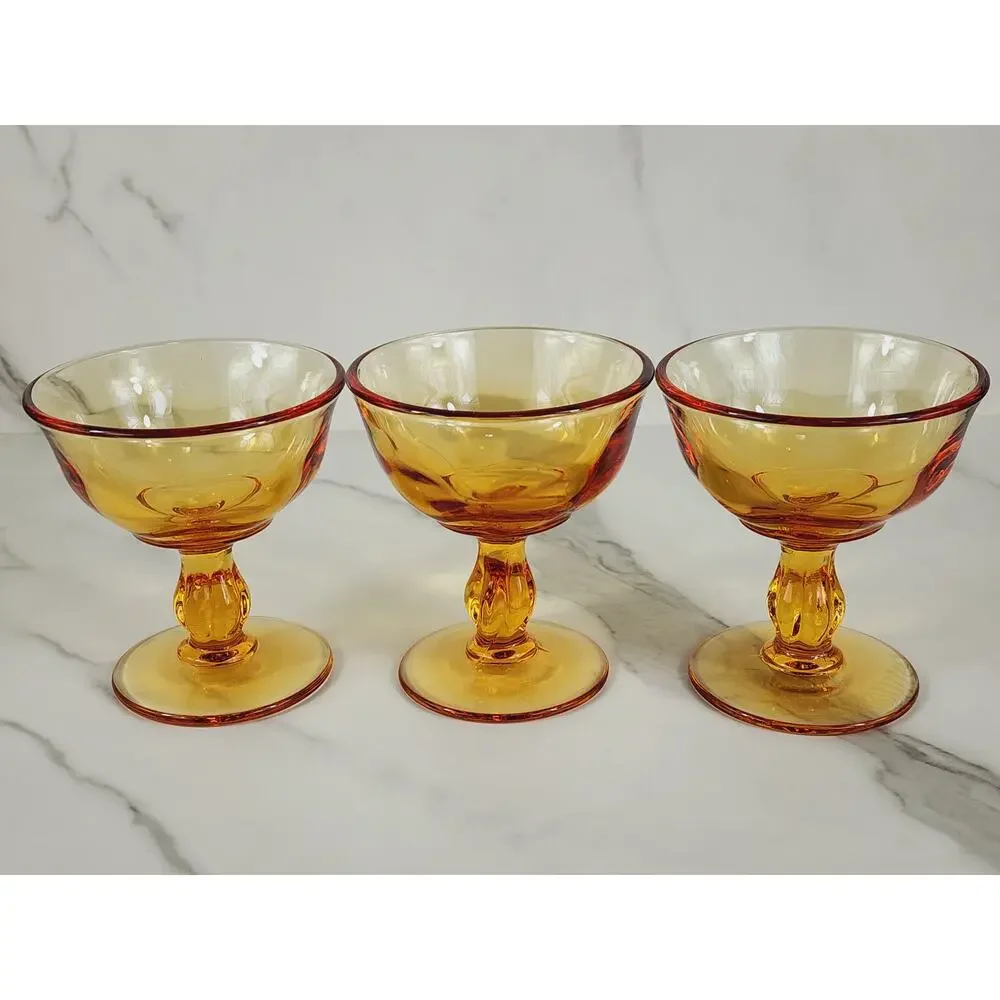 Tiffin Franciscan Amber Glass Sherbet Dessert 4